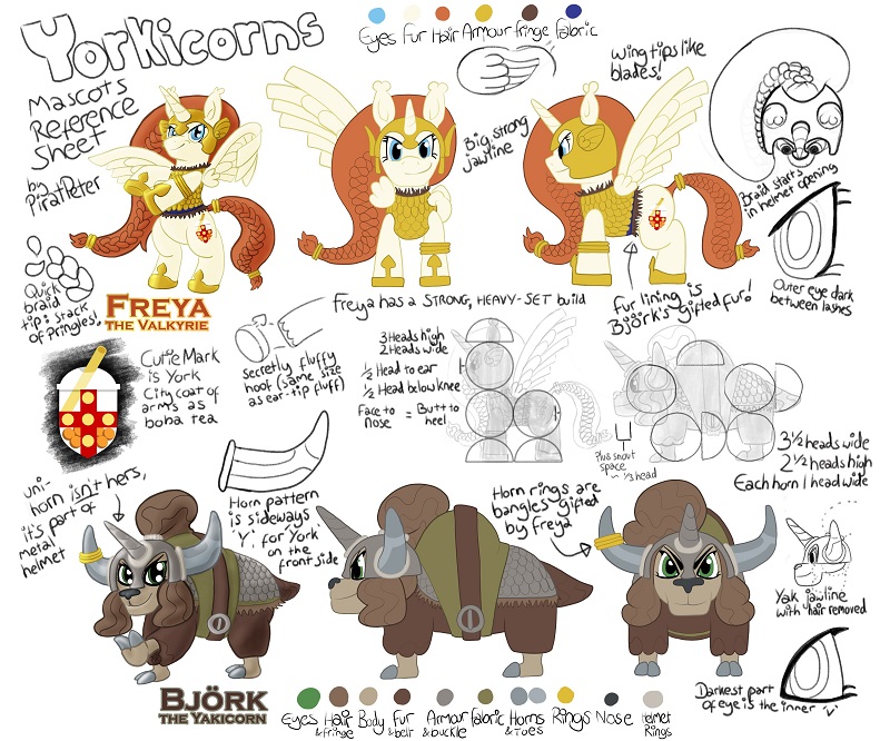 Yorkicorns mascot reference sheet